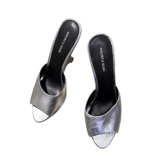 Veronica Beard Mila Silver Metallic Sling Back 8.5 - Picture 1 of 11